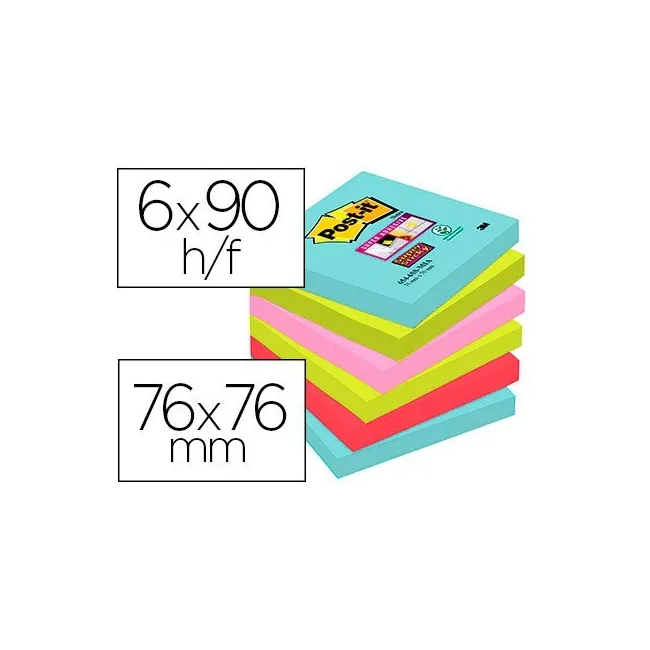 BLOC DE NOTAS ADHESIVAS QUITA Y PON POST-IT SUPER STICKY 76X76 MM C...