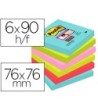 BLOC DE NOTAS ADHESIVAS QUITA Y PON POST-IT SUPER STICKY 76X76 MM C...