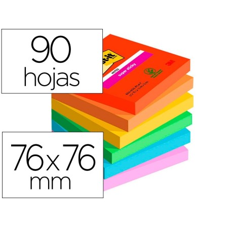 BLOC DE NOTAS ADHESIVAS QUITA Y PON POST-IT SUPER STICKY PLAYFUL 76...