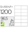 ETIQUETA ADHESIVA Q-CONNECT KF10652 TAMAÑO 96,5X42,3 MM FOTOCOPIADO...