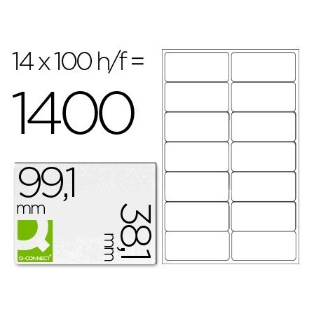 ETIQUETA ADHESIVA Q-CONNECT KF01585 TAMAÑO 99,1X38,1 MM FOTOCOPIADO...