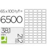 ETIQUETA ADHESIVA Q-CONNECT KF15386 TAMAÑO 38,1X21,2 MM FOTOCOPIADO...