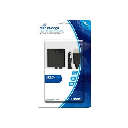 CABLE HDMI A VGA JACK 3.5 MM MEDIARANGE NEGRO
