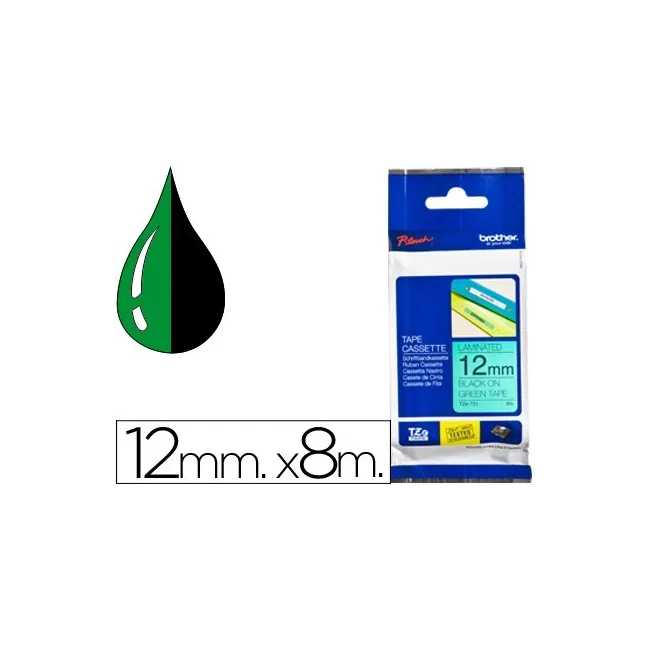 CINTA BROTHER TZE-731 VERDE-NEGRO 12MM LONGITUD 8 MT