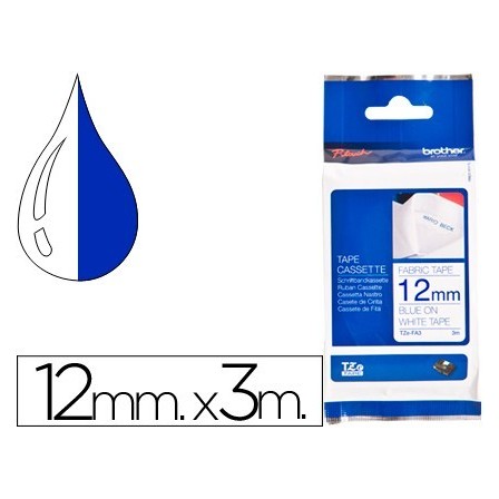 CINTA BROTHER TZEFA3 TEXTIL TEXTO AZUL SOBRE FONDO BLANCO 12 MM LON...