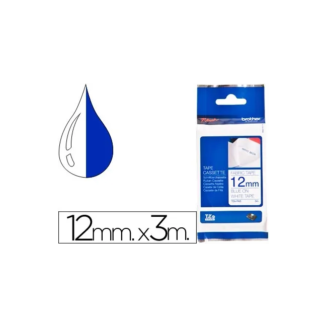 CINTA BROTHER TZEFA3 TEXTIL TEXTO AZUL SOBRE FONDO BLANCO 12 MM LON...