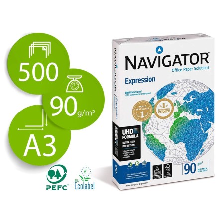 PAPEL FOTOCOPIADORA NAVIGATOR DIN A3 90 GRAMOS PAPEL MULTIUSO INK-J...