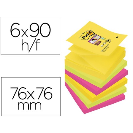 BLOC DE NOTAS ADHESIVAS QUITA Y PON POST-IT SUPER STICKY 76X76 MM C...