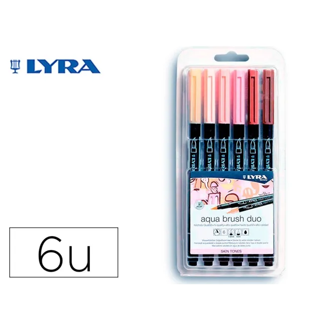 ROTULADOR LYRA AQUA BRUSH ACUARELABLE DOBLE PUNTA Y PINCEL TONOS PI...