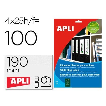 ETIQUETA ADHESIVA APLI 1233 TAMAÑO 190X61 MM PARA FOTOCOPIADORA LAS...