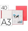 CARPETA LIDERPAPEL ESCAPARATE 40 FUNDAS POLIPROPILENO DIN A3 ROJO T...