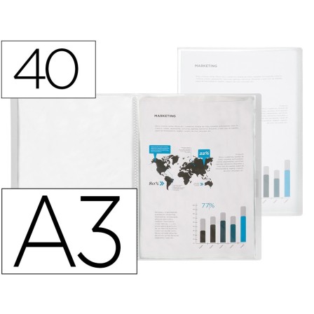 CARPETA LIDERPAPEL ESCAPARATE 40 FUNDAS POLIPROPILENO DIN A3 TRANSP...