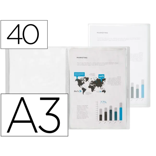 CARPETA LIDERPAPEL ESCAPARATE 40 FUNDAS POLIPROPILENO DIN A3 TRANSP...