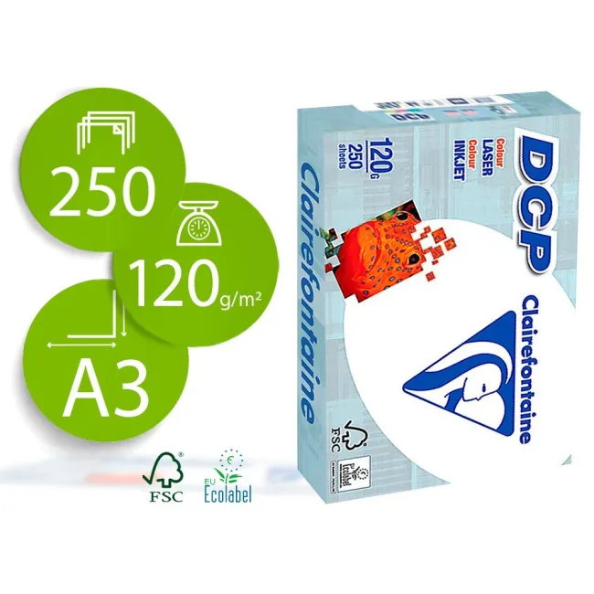 PAPEL FOTOCOPIADORA CLAIREFONTAINE DIN A3 120 GRAMOS PAQUETE DE 250...