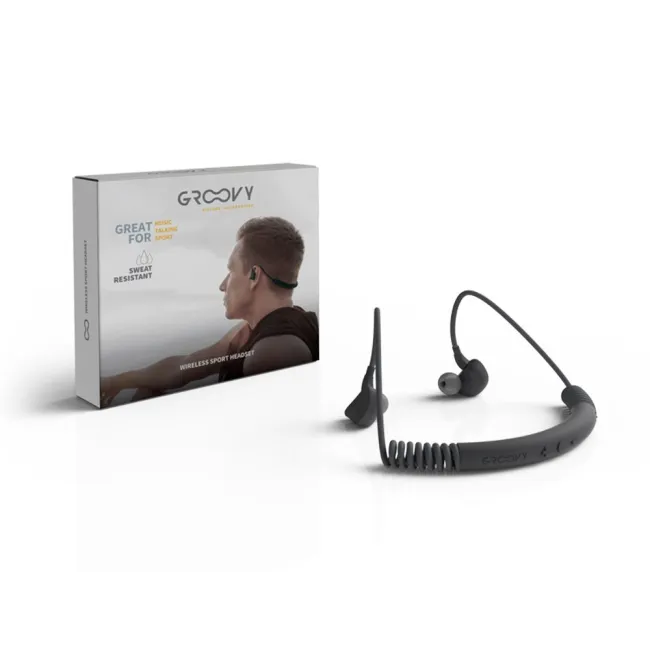 AURICULARES GROOVY SPORT BLUETOOTH NECKBAND CON MICROFONO COLOR GRI...