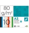 PAPEL COLOR LIDERPAPEL A3 80GR/M2 10 COLORES SURTIDOS PAQUETE 100 H...