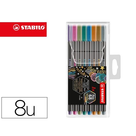 ROTULADOR STABILO PUNTA DE FIBRA PEN 68 METALLIC ESTUCHE PLASTICO D...
