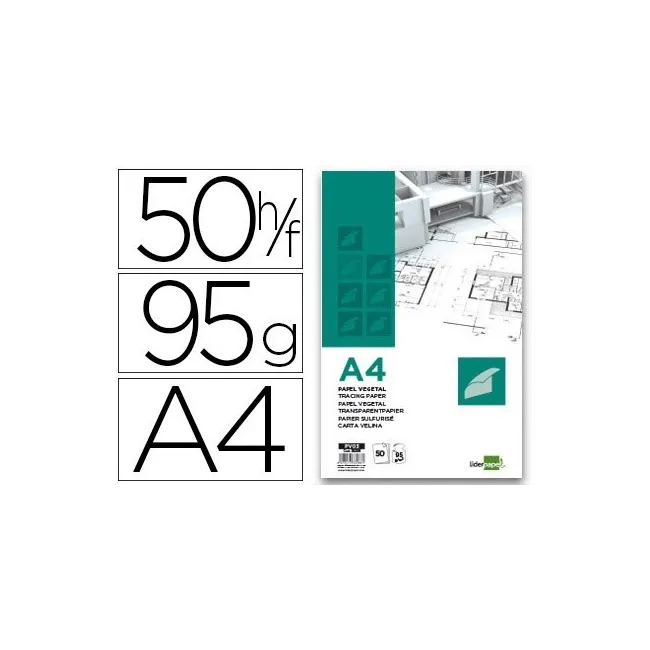 BLOC PAPEL VEGETAL LIDERPAPEL ENCOLADO 210X297MM 50 HOJAS 95G/M2