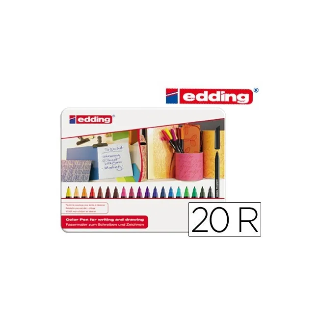 ROTULADOR EDDING PUNTA FIBRA 1200 CAJA DE 20 COLORES SURTIDOS PUNTA...