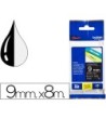 CINTA BROTHER TZE-325 NEGRO-BLANCO 9MM LONGITUD 8MT