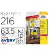 ETIQUETA ADHESIVA AVERY POLIESTER AMARILLO FLUORESCENTE 63,5X29,6 M...