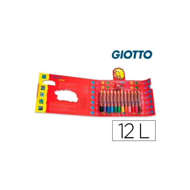 LAPICES DE COLORES GIOTTO SUPER BEBE CAJA DE 12 LAPICES COLORES SUR...