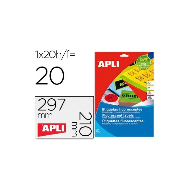 ETIQUETA ADHESIVA APLI 02881 210X297 MM PARA FOTOCOPIADORA LASER CA...