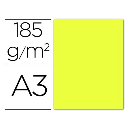 CARTULINA GUARRO DIN A3 AMARILLO LIMON 185 GR PAQUETE 50 H