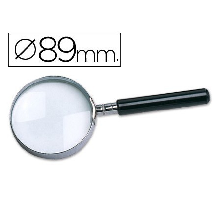 LUPA CRISTAL ARO METALICO MANGO NEGRO W-105 89 MM