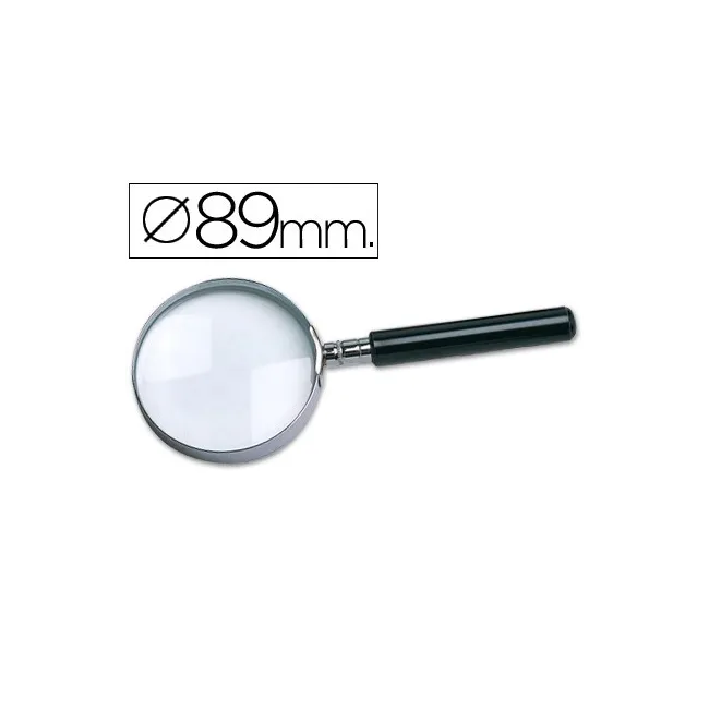 LUPA CRISTAL ARO METALICO MANGO NEGRO W-105 89 MM
