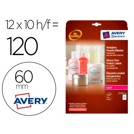 ETIQUETA ADHESIVA AVERY BRILLANTE INVISIBLE REDONDA PARA IMPRESORA ...
