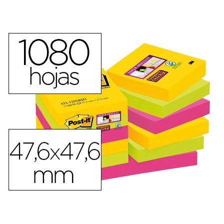 BLOC DE NOTAS ADHESIVAS QUITA Y PON POST-IT SUPER STICKY 47,6X47,6 ...