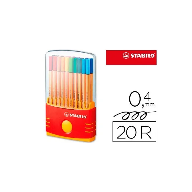 ROTULADOR STABILO PUNTA DE FIBRA POINT 88 COLOR PARADE ESTUCHE DE 2...
