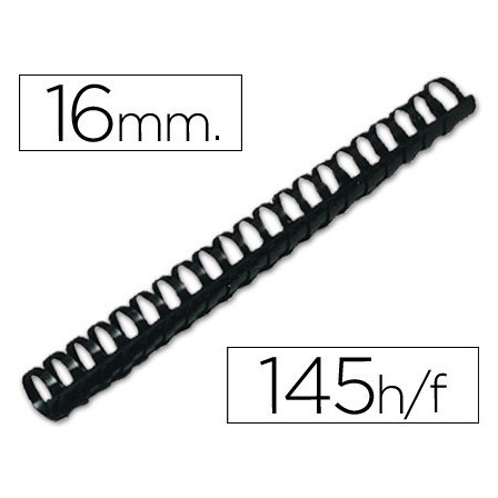 CANUTILLO Q-CONNECT REDONDO 16 MM PLASTICO NEGRO CAPACIDAD 145 HOJA...