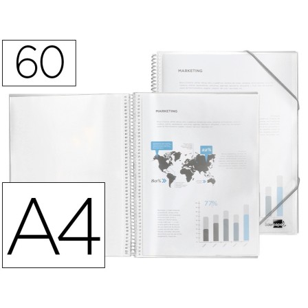 CARPETA LIDERPAPEL ESCAPARATE CON ESPIRAL 60 FUNDAS POLIPROPILENO D...