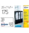 ETIQUETA ADHESIVA AVERY PERMANENTE BLANCA 38X192 MM PARA LOMO ARCHI...
