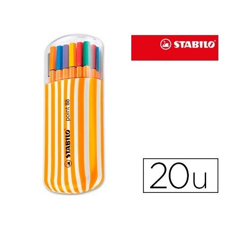ROTULADOR STABILO PUNTA DE FIBRA POINT 88 ZEBRUI ESTUCHE DE 20 ROTU...