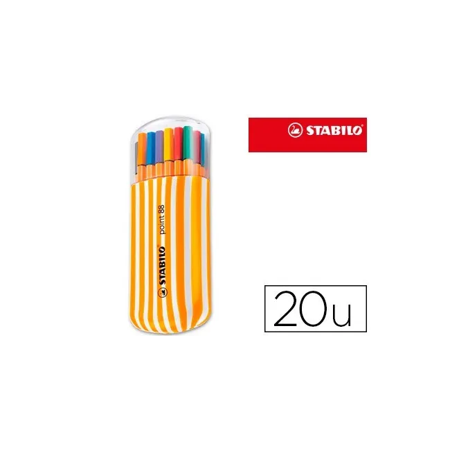 ROTULADOR STABILO PUNTA DE FIBRA POINT 88 ZEBRUI ESTUCHE DE 20 ROTU...