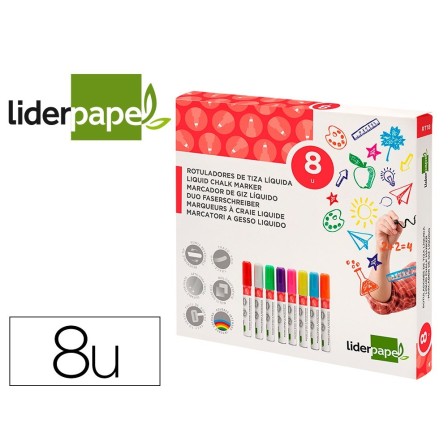 ROTULADOR LIDERPAPEL TIZA LIQUIDA PUNTA REDONDA TRAZO 6 MM CAJA DE ...