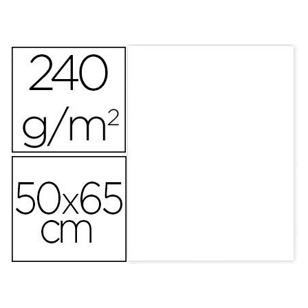 CARTULINA LIDERPAPEL 50X65 CM 240G/M2 BLANCO PAQUETE DE 25 UNIDADES