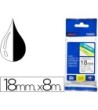 CINTA BROTHER TZE-241 BLANCO-NEGRO 18MM LONGITUD 8 MT