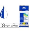 CINTA BROTHER TZE-243 LAMINADA AZUL-BLANCO 18 MM 8MTS