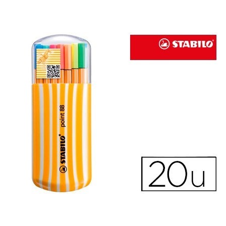ROTULADOR STABILO PUNTA DE FIBRA POINT 88 ZEBRUI ESTUCHE DE 20 COLO...