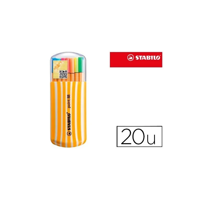 ROTULADOR STABILO PUNTA DE FIBRA POINT 88 ZEBRUI ESTUCHE DE 20 COLO...