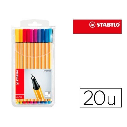 ROTULADOR STABILO PUNTA DE FIBRA POINT 88 ESTUCHE DE 20 COLORES SUR...