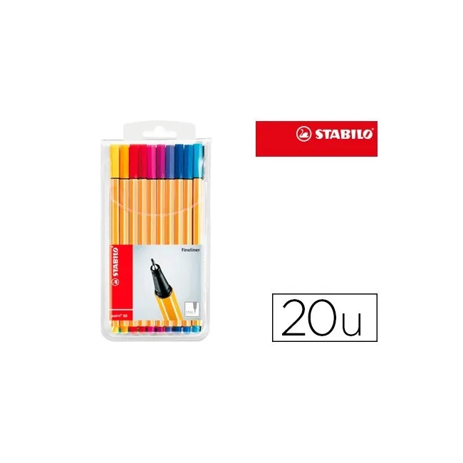 ROTULADOR STABILO PUNTA DE FIBRA POINT 88 ESTUCHE DE 20 COLORES SUR...