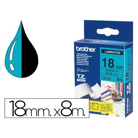 CINTA BROTHER TZE541 AZUL-NEGRO 18MM LONGITUD 8MT