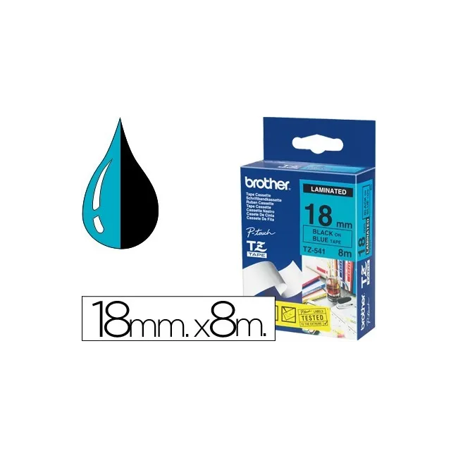 CINTA BROTHER TZE541 AZUL-NEGRO 18MM LONGITUD 8MT