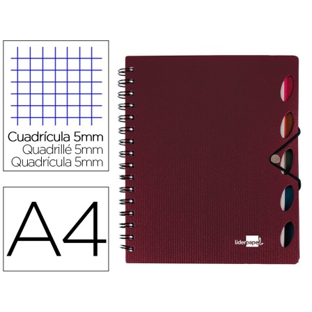 CUADERNO ESPIRAL LIDERPAPEL A4 MICRO EXECUTIVE TAPA PLASTICO 100H 8...