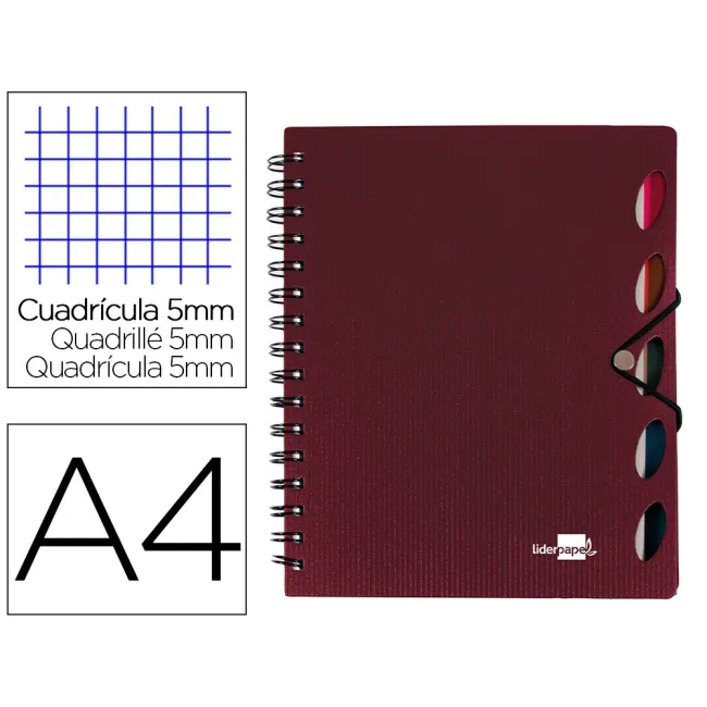CUADERNO ESPIRAL LIDERPAPEL A4 MICRO EXECUTIVE TAPA PLASTICO 100H 8...